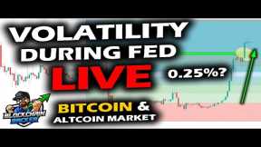 VOLATILITY LIVE into FED, Watching Bitcoin Price Chart, Altcoin Market and Stocks React to Rate Hike