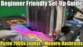 CPU Mining Set Up Guide - Ryzen 7900x Zephyr / Monero Hashrates